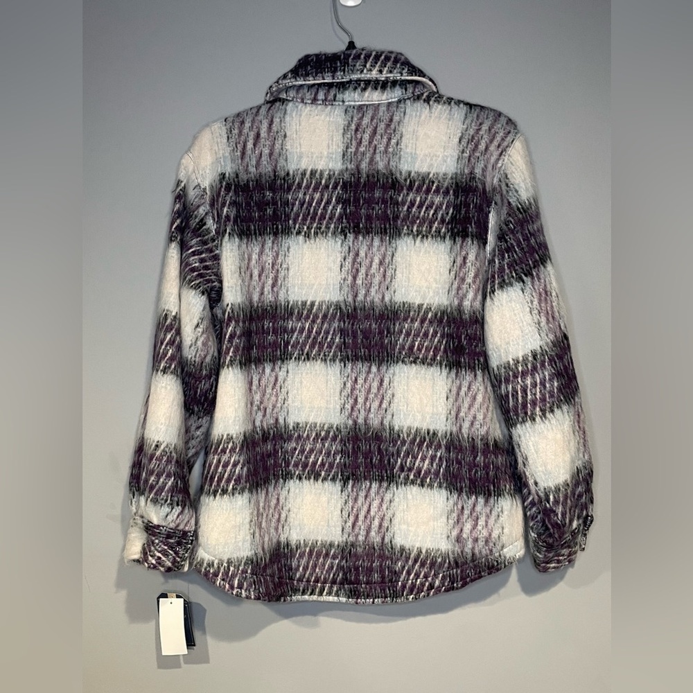 Democracy Long Blouson Sleeve Zip Front Collared Patch Pocket Plaid Jacket XS - Picture 6 of 12